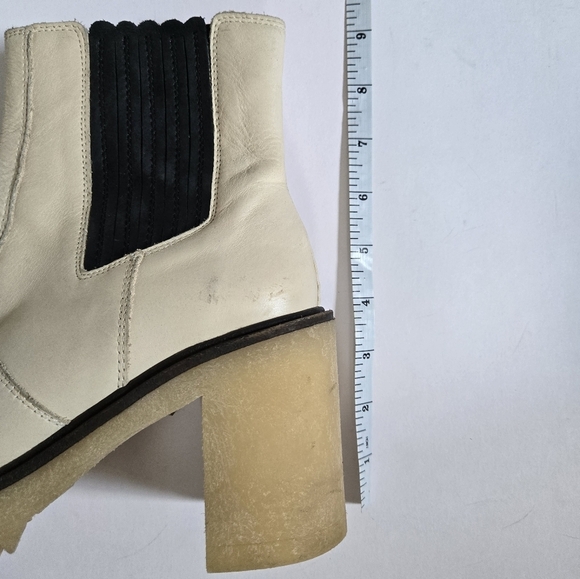 Free People James Chunky Heel Chelsea Boot White Leather Size US 7.5 EU 38 - Picture 8 of 8